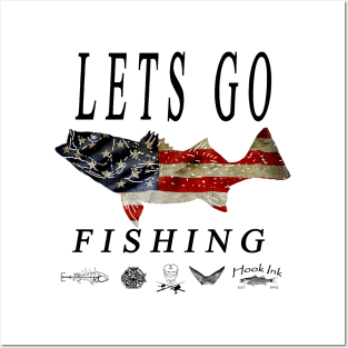 Lets go fishing American flag style Posters and Art